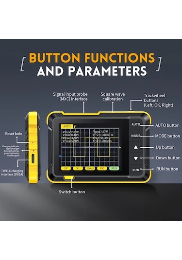 Elmpaly El Taşınabilir Dso-152 Mini Osiloskop, 200khz Bant Genişliği, 2.5ms/s Örnekleme, Tetikleme Ve Akım Ölçer