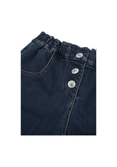 Panço Kız Çocuk Çıt Çıt Detaylı Denim Pantolon Lacivert