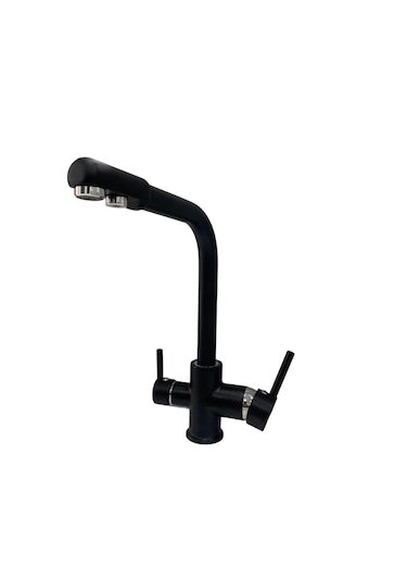 Armour Armatür Arıtmalı Arıtıcılı 3 Yollu Eviye Musluğu Mutfak Bataryası Siyah