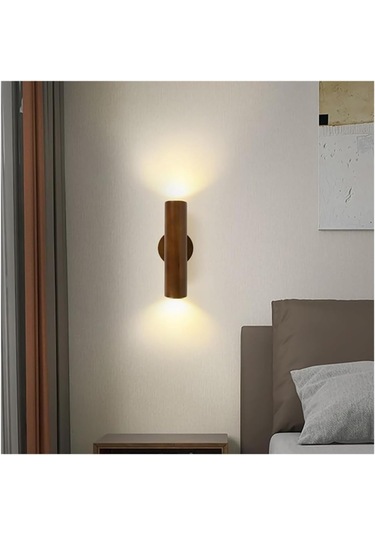 2 Işıklar Ülke Duvar Lambası İç Mekan Kısaltılabilir Led Ceviz Ceviz