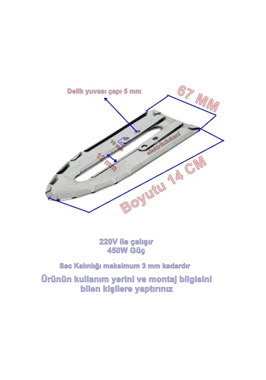 Ender Blendajlı Terzi Ütü Rezistansı 220v 450w Sac