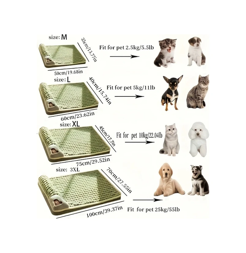 Gateesat Yeşil M-pet 5.5lb Yüksek Esneklikli Yıkanabilir Kedi Yatağı Anti-stres Evcil Hayvan Matı