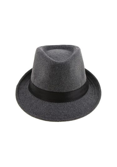 El Yapımı Doğal Yün Keçe Klasik Tasarım Şapka Yapısal Ve Şık Gri