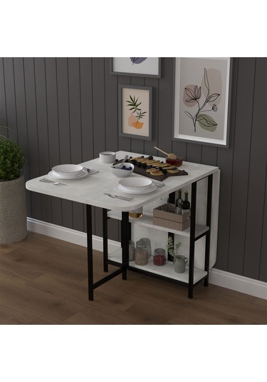 Metal Ayaklı Katlanır Mutfak Masası Km-31 Retro Taş Retro Taş