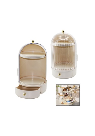 Vitrin 360 Ç:21 -y:38cmkozmetik Organizer Şeffaf Kapak- Döner Rafçekmece+2 Kat 5256 Çok Renkli