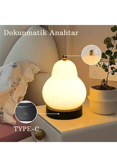Techtic Masa Lambası Dokunmatik Şarjlı Armut Lamba 3 Modlu