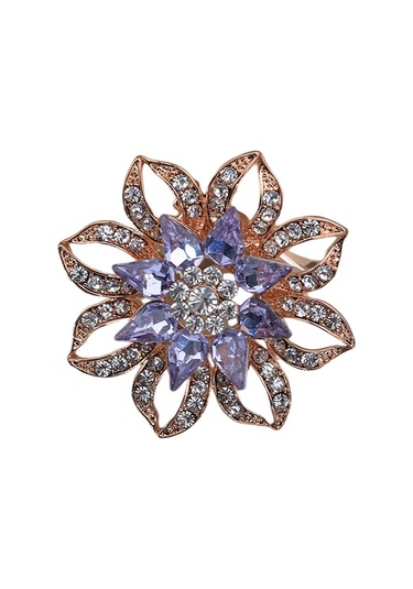 Homyl Charm Lotus Broş Çiçek Pin Kadın Ziyafet Yaka Takı Platin Platin Çok Renkli