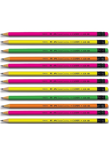 Faber-castell Candy Silgili Yuvarlak Kurşun Kalem 12'li