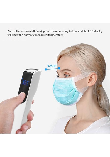 Yaozixa Ir-fm01 Dokunmadan Yüz Kaldırımı Termometresi: Led Ekranlı, Vücut/nesne Sıcaklığı Ölçer, Hassas Okuma, 2xaaa Pil Pil Yok Beyaz