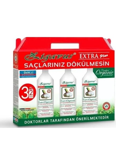 Zigavus Extra Plus Saç Dökülmesine Karşı Kokusuz Sarımsaklı Şampuan 3 x 250 ML
