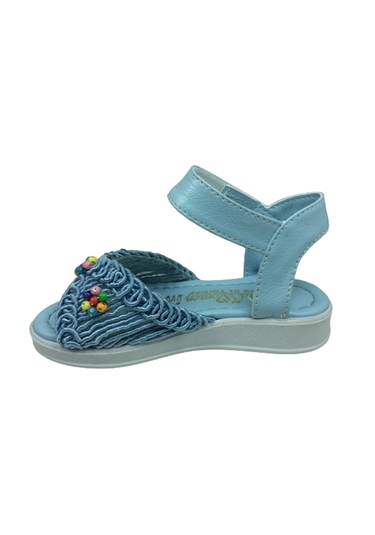 Ortopedikal 1506 Plm Kız Çocuk Sandalet Mavi Dantelli Triko Mavi