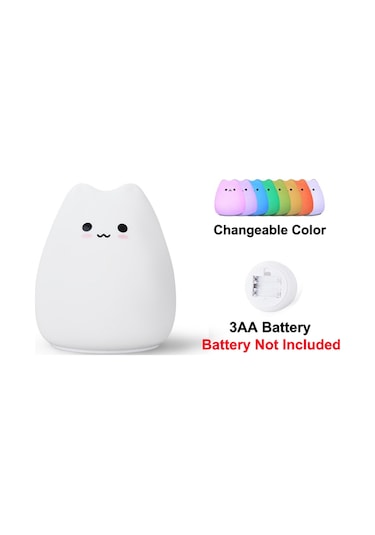 Mini Kedi Gece Lambası Karikatür 7 Renk Uyku Lambası, Sevimli Kediler Diğer