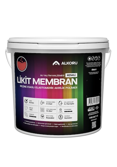 Alkoru 13 Kg Kırmızı Likit Membran Renkli Reçine Esaslı