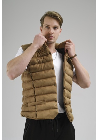 Tobia Slim Fit Cepli Dolum Süet Erkek Yelek