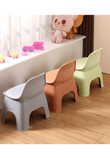 Kalınlaşmış Ev Küçük Tezgah Çocuk Sırtlı Sandalye-turuncu Renk