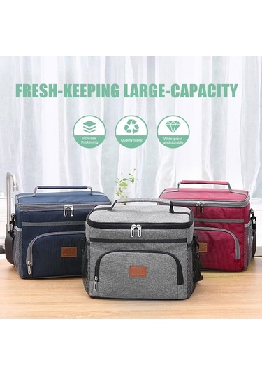 Pazly 16l Büyük Kapasiteli Sızdırmaz Termal Öğle Yemeği Çantası Piknik Soğuk/sıcak İzoleli Omuz Çantası Mavi Mavi