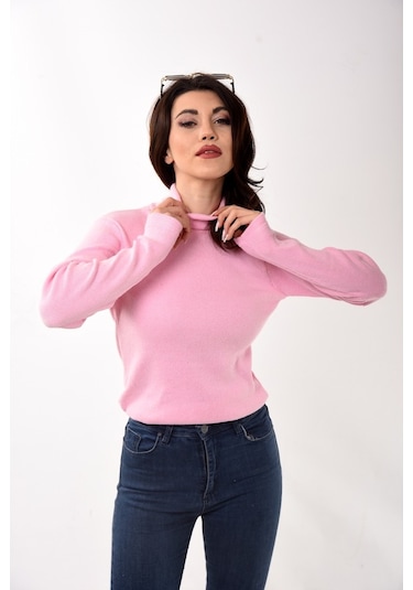 Kadın Balıkçı Yaka Boğazlı Slim Fit Kazak