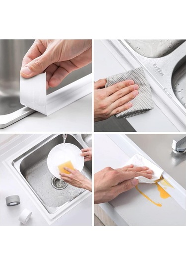 Su Sızdırmaz Geçirmez Dayanıklı Lavabo Tezgah Küvet Duş Banyo Mutfak Pencere Kenar Bandı 3,2 Mt