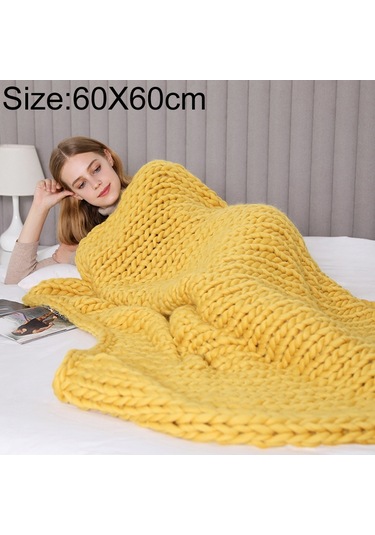 Sones Moda El Yapımı Polyester Battaniye, Boyut: 60x60cm Sarı