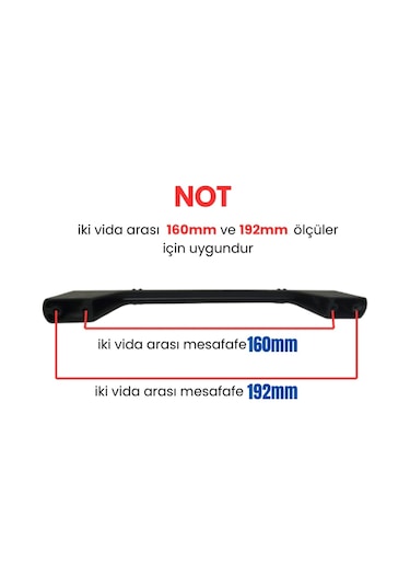 4 Adet Çizgili Saroz Siyah Metal Mobilya Kulpu 160mm - 192mm Siyah