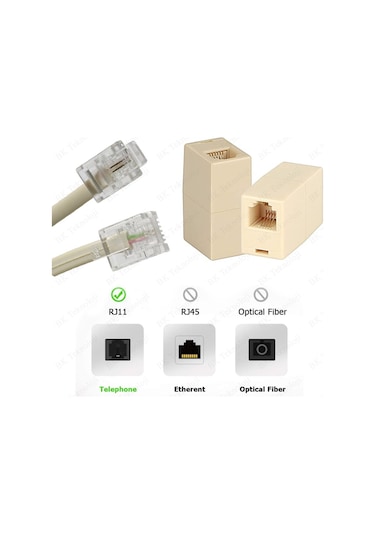 RJ11 6P4C Dişi Dişi Adaptör Telefon Kablosu Uzatma Aparatı