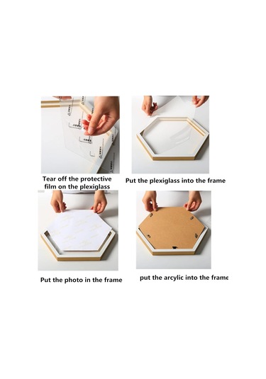 Hfambition Ahşap Altıgen Duvar Fotoğraf Çerçevesi Seti - 2'li, Ev Ve Ofis Dekoru İçin Şık Tasarım