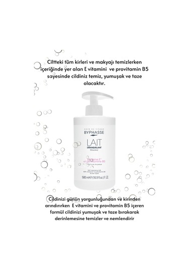 Byphasse Makyaj Temizleme Sütü Pratik Pompalı Ambalaj Tüm Cilt Tipleri 500 ML
