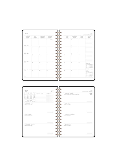 2026 A5 Spiralli Keten Haftalık Ajanda 12 Aylık - Siyah Siyah