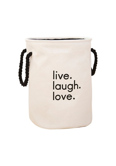 Kosona Çift Kollü Katlanabilir Kumaş Çamaşır Sepeti - Büyük Kapasiteli, Dayanıklı, Banyo Ve Yatak Odası İçin - Beyaz Diğer