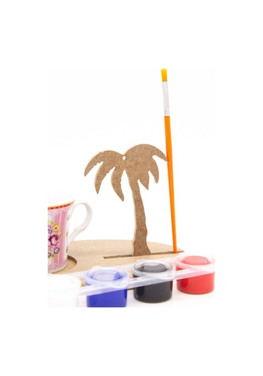 Na Neşeli Ahşap Yaz Temalı Ahşap Bardak Altı, Mumluk Ve Dekor Seti - Kahve Sunmu , Süs, Ahşap Boyama Model Bardakaltıpalmiyeboyalı