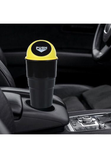 Homyl Genel Araba Bardak Tutucu Kapaklı Çöp Sarı-kapak Sarı Kapak