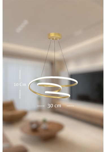 Ey Shop Space Model 3 Renk Kumandalı Beyaz&sarı&günışığı Led Avize Eskitme Gold