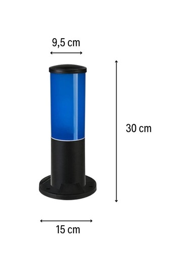 Huzur Elektrik Bollard Mavi Set Üstü Direk 30cm Aydınlatma Armatürü 13403