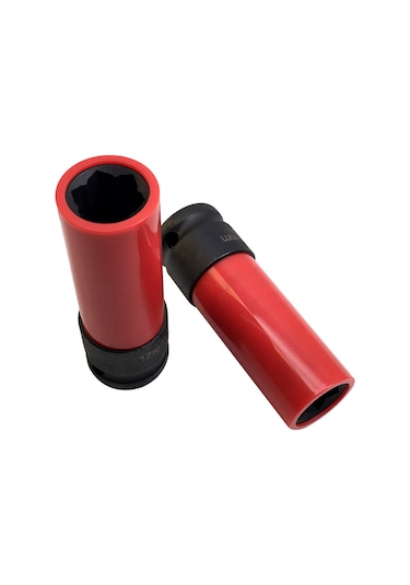 Singree Mercedes Benz S Serisi Tekerlek Koruma Somun Anahtarı - 17mm 6 Nokta Tasarım, 1/2" Kare Sürücü, 87mm Uzunluk, Kırmızı & Siyah