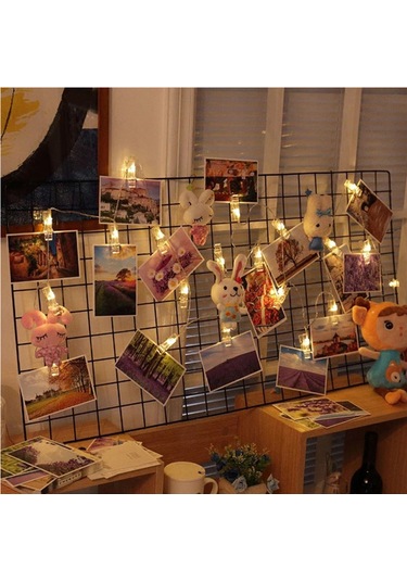 Ximistore9 20 Led Pil Kutu Fotoğraf Klipsi Iç Mekan Bayram Dekorasyonu Noel Ağaçları Işıltısı Sıcak Beyaz