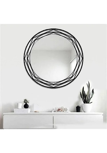 Favdecor Modern Metal Dekoratif Duvar Aynası Siyah