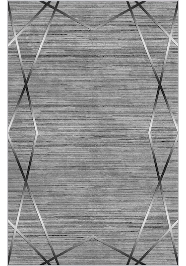 Rovigo Home Dijital Baskı Yıkanabilir Kaymaz Taban Salon Halısı Rvg0682 Gri