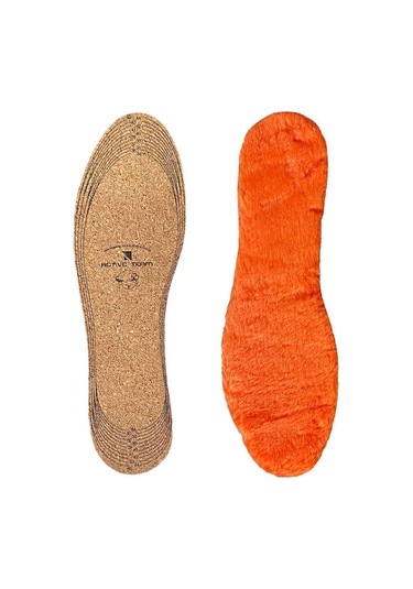 Lx09 - Vegan Doğal Mantar Turuncu Peluş Doğal Isı, Soğuk Havalara Özel, Sıcak Tutan Iç Tabanlık