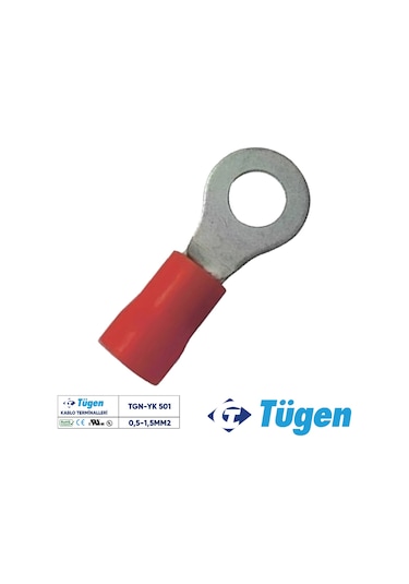 Tügen 0,5-1,5mm2 M5 Yuvarlak Kablo Ucu 1 Kutu 200 Adet