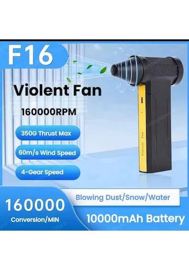Kana Vıolent Fan Hava Üfleyici/taşınabilir Turbo Fan, 10000 Mah Pc Ev Araba Temizleme İçin