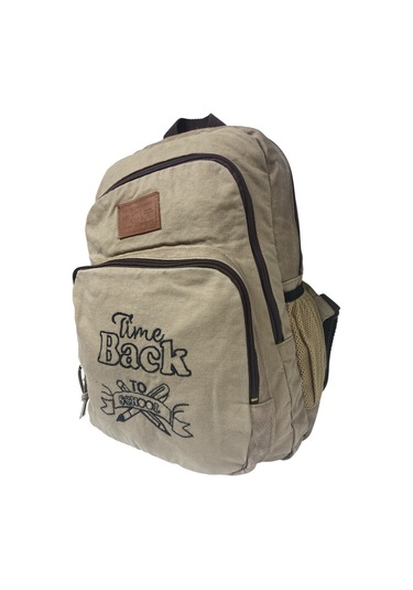 Kaliteli Siyah Vintage Salaş Baskılı Disayn Günlük Gezi Okul Sırt Çantası Revilla Bag 28x38cm Bej - Beyaz