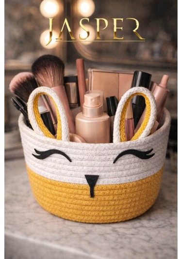 Jasper Bunnybox Jüt İp Sarı Sevimli Tavşan Düzenleyici Sepet Organizer Sarı