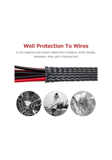 Tenfowee Fiberglas Kablolu Korumalı Kılıf - Isı Ve Ateş Direnci, 12mm Çap, 6.5m Uzunluk, Elektrik Kabloları İçin Koruma Ve Düzenleme