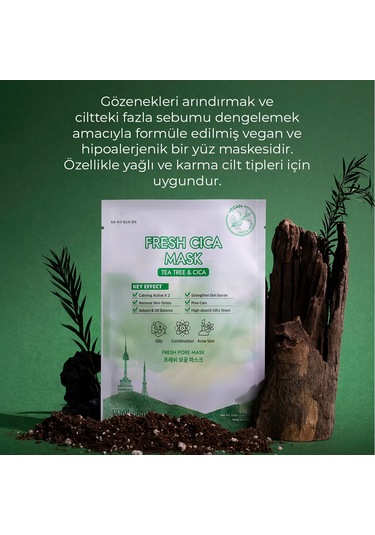 Muldream Fresh Cica Çay Ağacı Yağı Kağıt Yüz Maskesi 25 ML