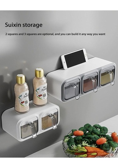 Pazly Duvara Monte Baharat Raf Saklama Kutusu Şeker Kavanozu Tuz Şişesi Seti 2 Gıda Sınıfı Pp Pet Modern Baharatlık Ve Biberlik Diğer