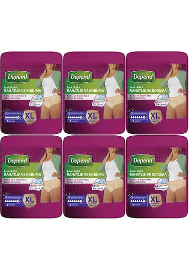 Depend Emici Külot Kadın Hasta Bezi Extra Büyük XL 6 x 9'Lu