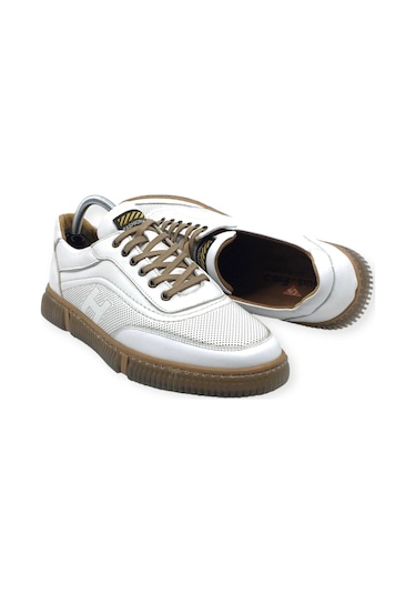%100 Hakiki Deri Rahat Ortopedik Erkek Günlük Sneaker Spor Ayakkabı Yeni Sezon 39-44 Beyaz