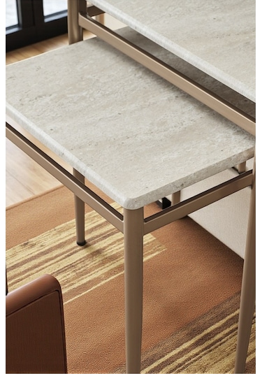 Diva Serisi 1. Sınıf Mebran Mdf 3 Lü Zigon Sehpa Takımı Gold Bronz