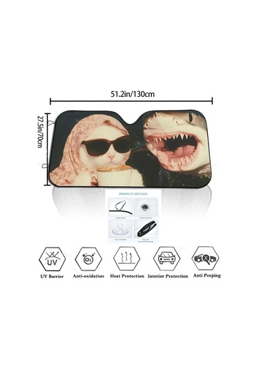 Goldenqian Köpekbalığı Komik Kedi Sürüş Araba Güneşlik Ön Cam Güneşlik Isı Yalıtımı Gizlilik Kişilik Kurulu Z5