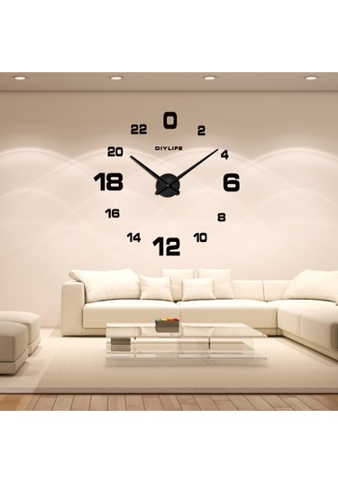 Lemestar Siyah Akrilik Dıy Duvar Saati - Yaratıcı Ev Dekorasyonu, Ayna Efekti, Kolay Montajlı, Ev Odaları İçin Modern Zamanlayıcı Siyah